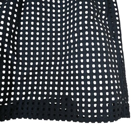 LOFT Womens M Black White Eyelet A-Line Skirt - Picture 4 of 7